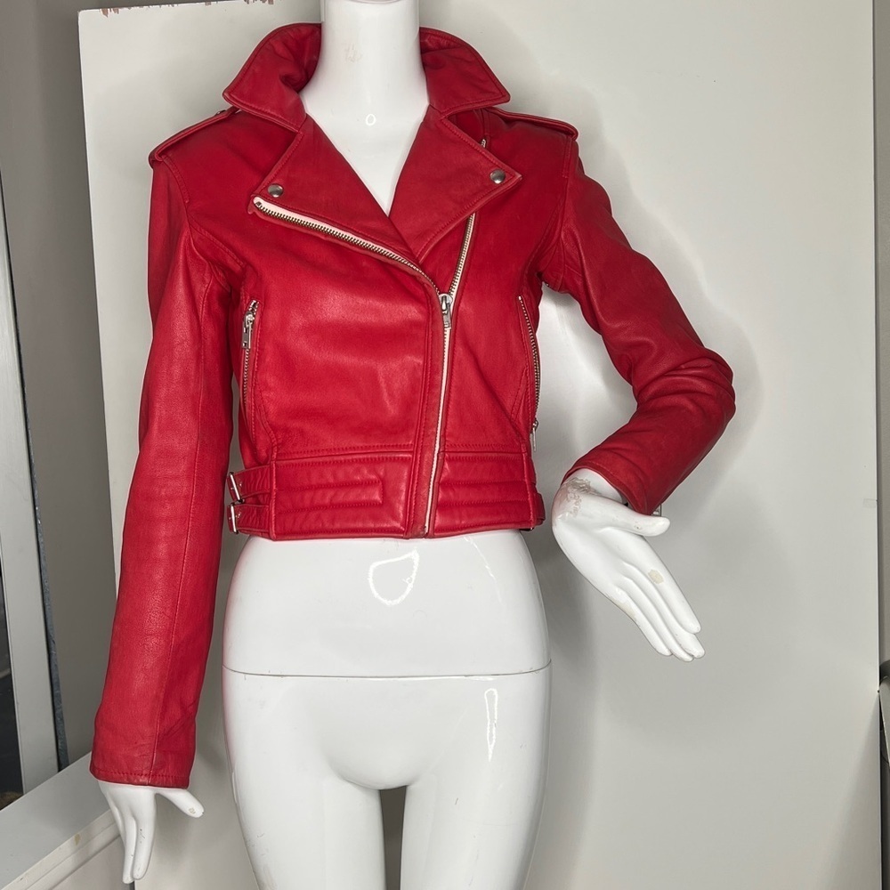 Iro Asheville Sz 36 / US Sz 4 Red Leather Biker Jacket